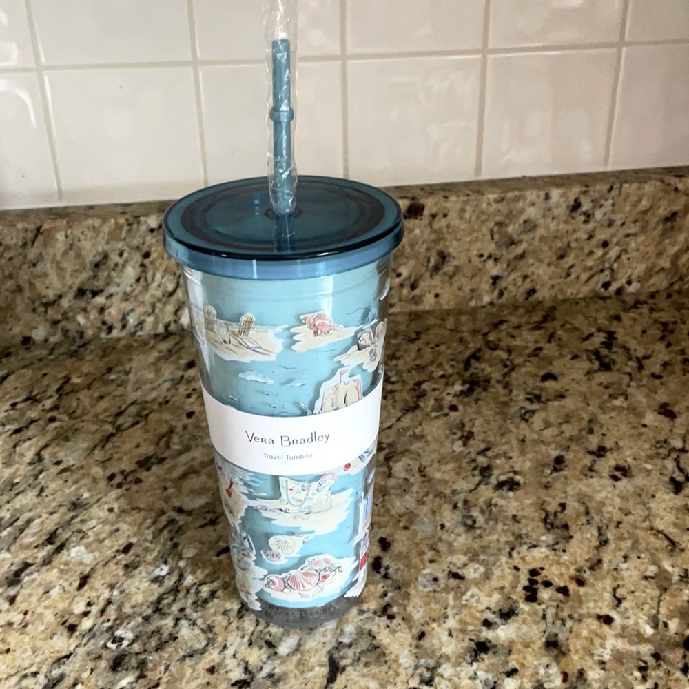 Vera Bradley Travel Tumbler 24oz - Beach Toile